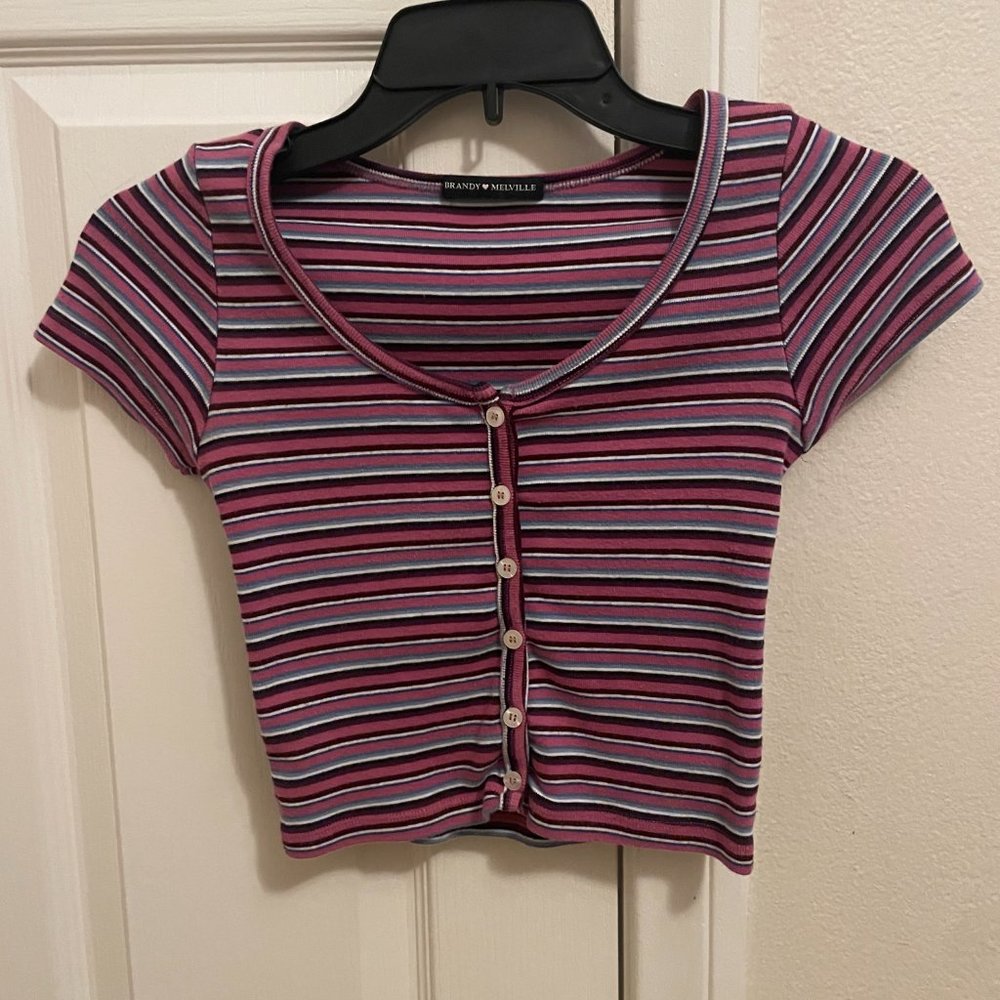 Brandy Melville Striped Button Up Top - One Size